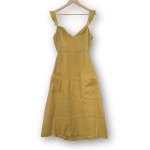 NWT Reformation Loren Linen Dress in Dijon Yellow Size 6 Fit & Flare